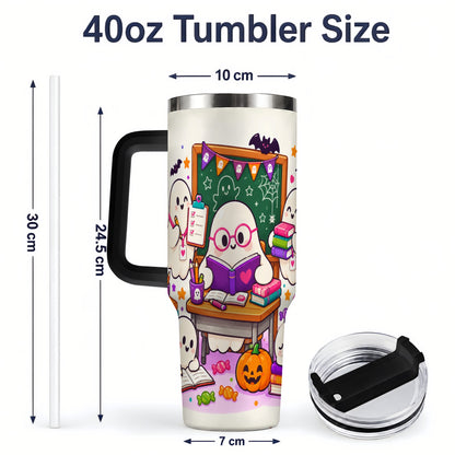 #pl[40oz|Black] Cute Ghost School Halloween 40oz Tumbler for Teachers