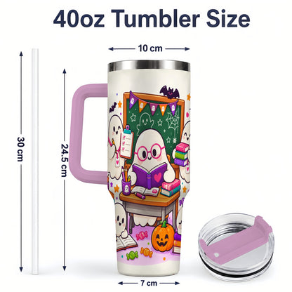 #pl[40oz|Pink] Cute Ghost School Halloween 40oz Tumbler for Teachers