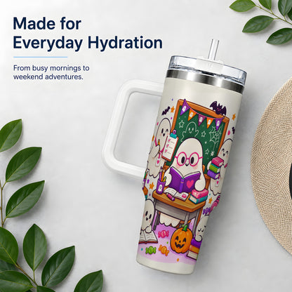 Cute Ghost School Halloween 40oz Tumbler for Teachers
