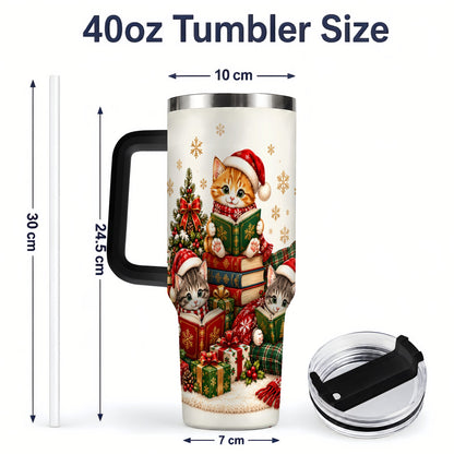 #pl[40oz|Black] Christmas Cat Reading 40oz Tumbler for Cat Lovers