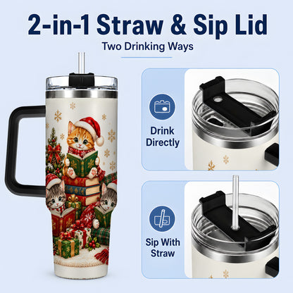 #pl[40oz|Black] Christmas Cat Reading 40oz Tumbler for Cat Lovers