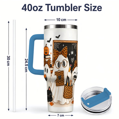 #pl[40oz|Blue] Leopard Ghost Teacher Halloween 40oz Tumbler