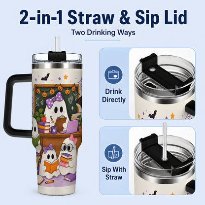 #pl[40oz|Black] Cute Ghost Classroom Halloween 40oz Tumbler