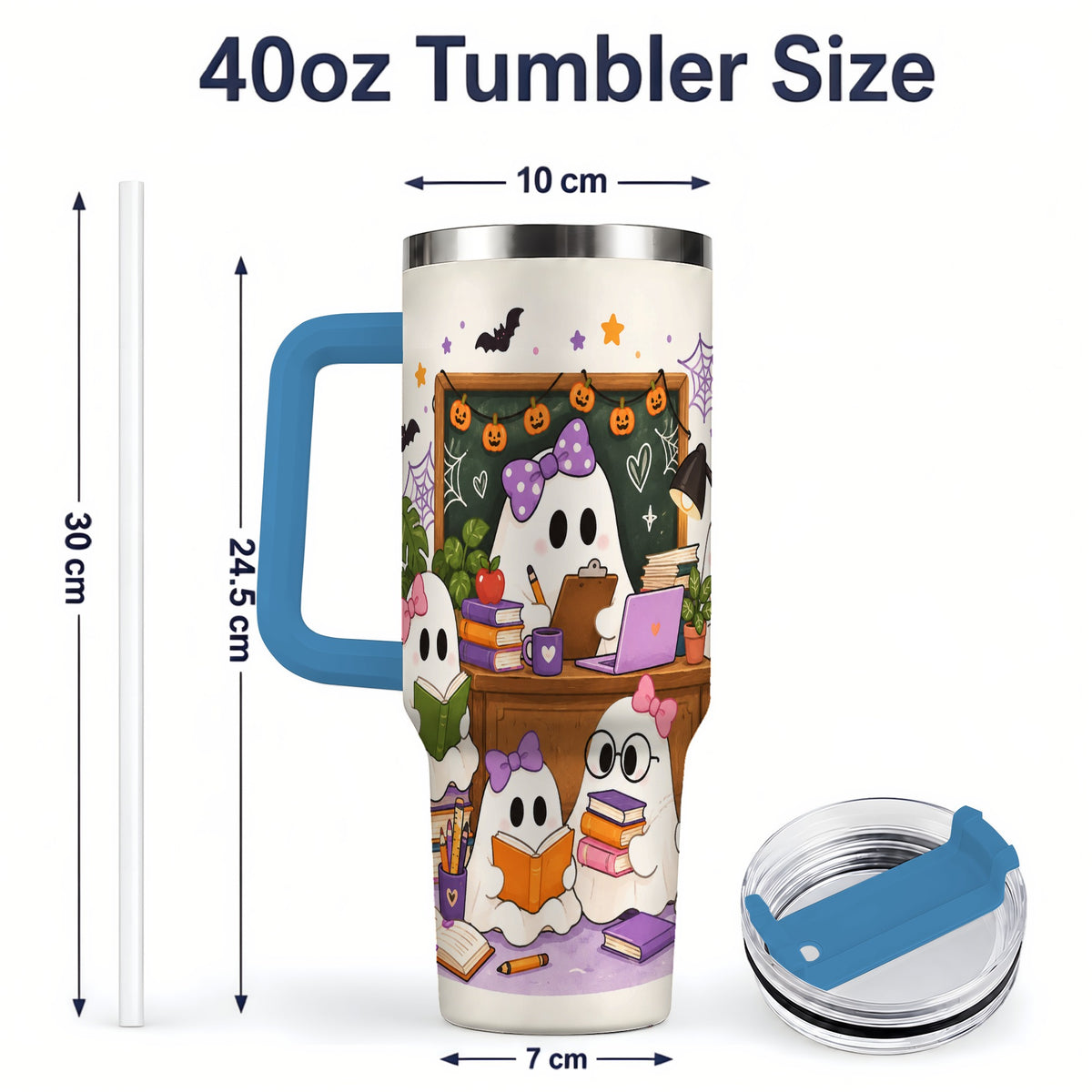 #pl[40oz|Blue] Cute Ghost Classroom Halloween 40oz Tumbler