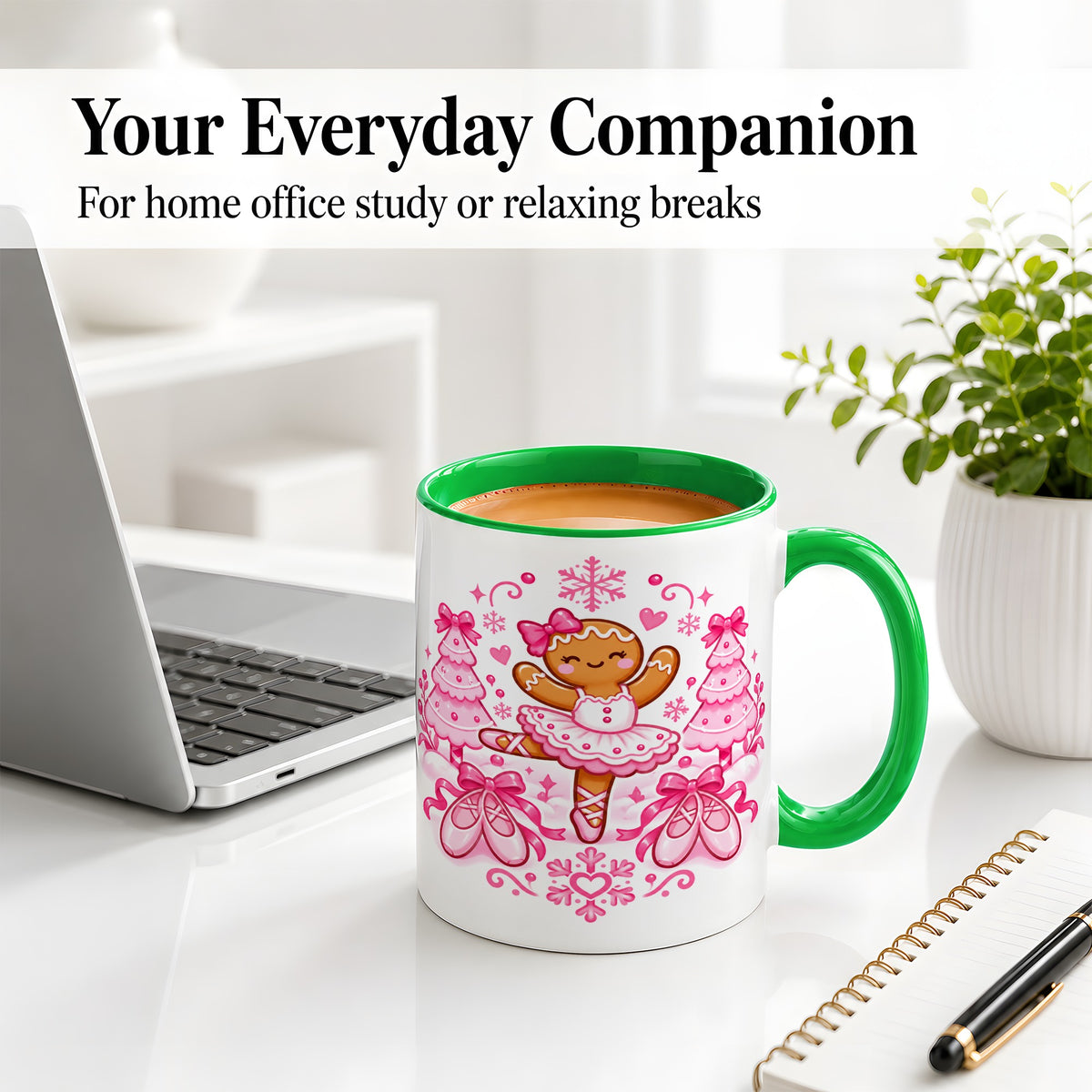 #pl[11oz|Green] Gingerbread Ballerina Christmas Ceramic Mug for Ballet Lovers