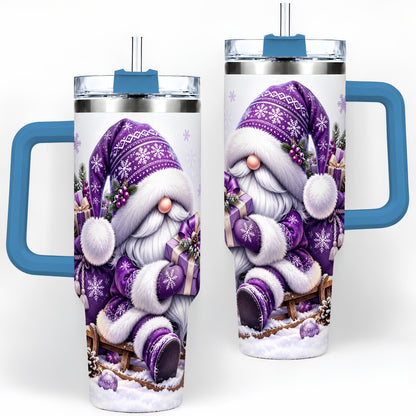 #pl[40oz|Blue] Purple Christmas Gnome 40oz Tumbler with Winter Artwork
