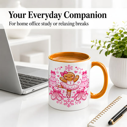 #pl[11oz|Orange] Gingerbread Ballerina Christmas Ceramic Mug for Ballet Lovers