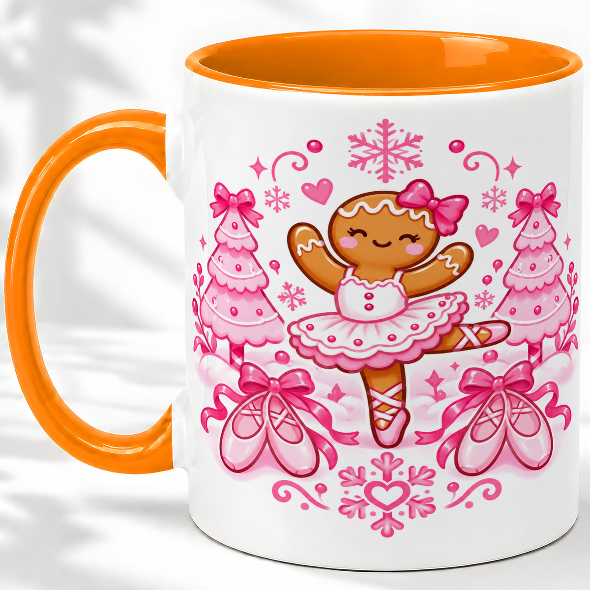 #pl[11oz|Orange] Gingerbread Ballerina Christmas Ceramic Mug for Ballet Lovers