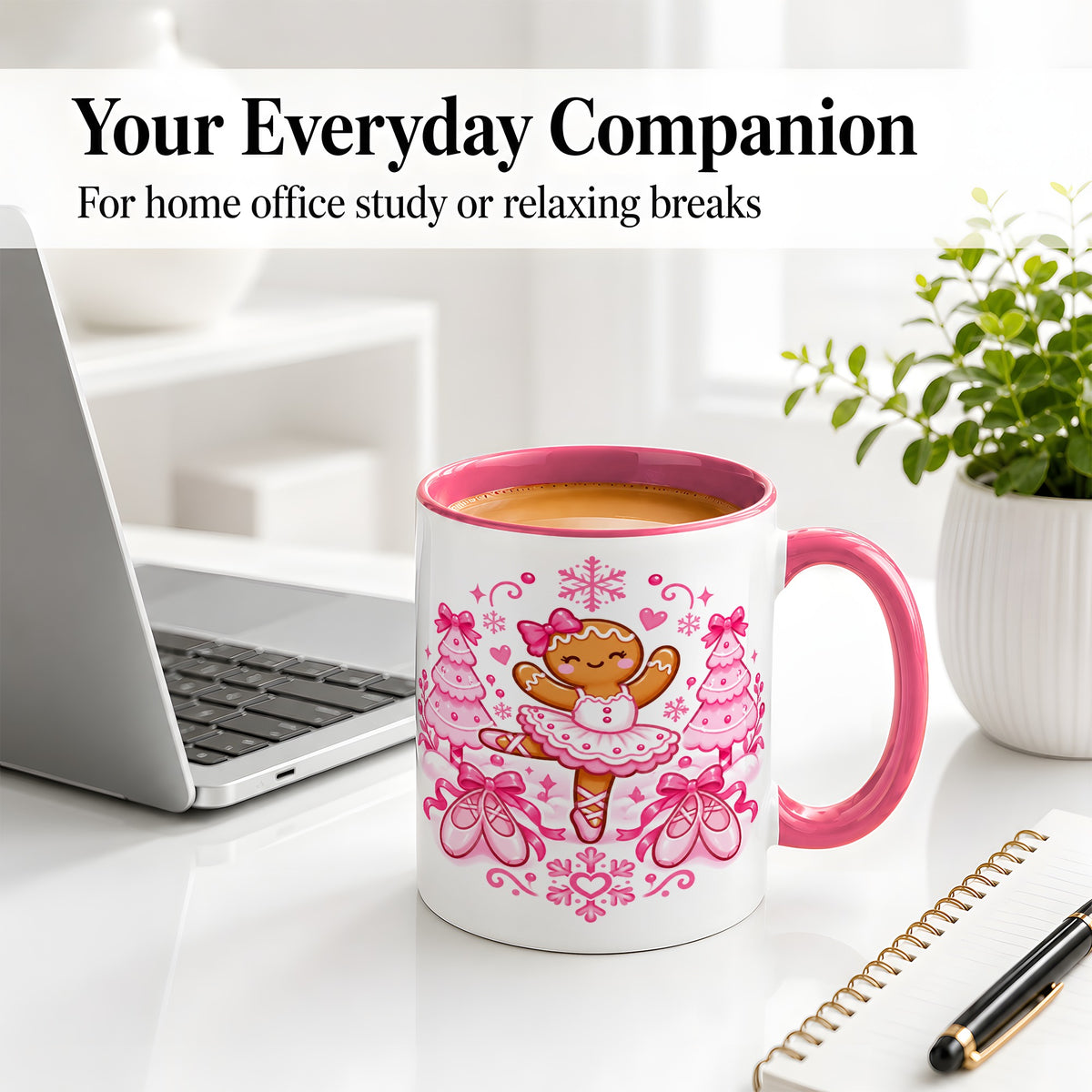 #pl[11oz|Pink] Gingerbread Ballerina Christmas Ceramic Mug for Ballet Lovers