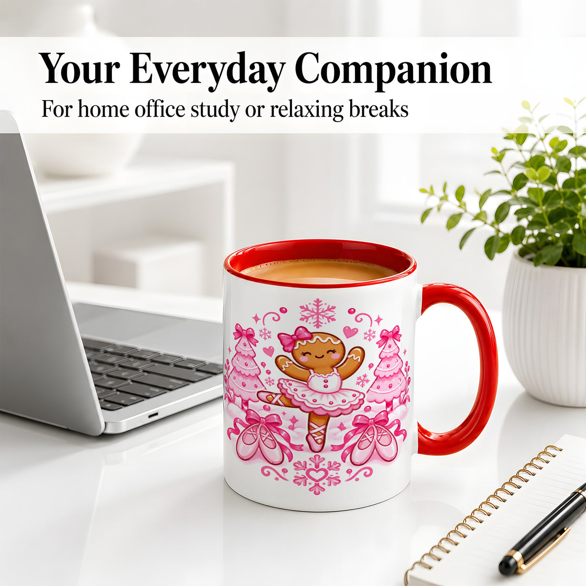 #pl[11oz|Red] Gingerbread Ballerina Christmas Ceramic Mug for Ballet Lovers