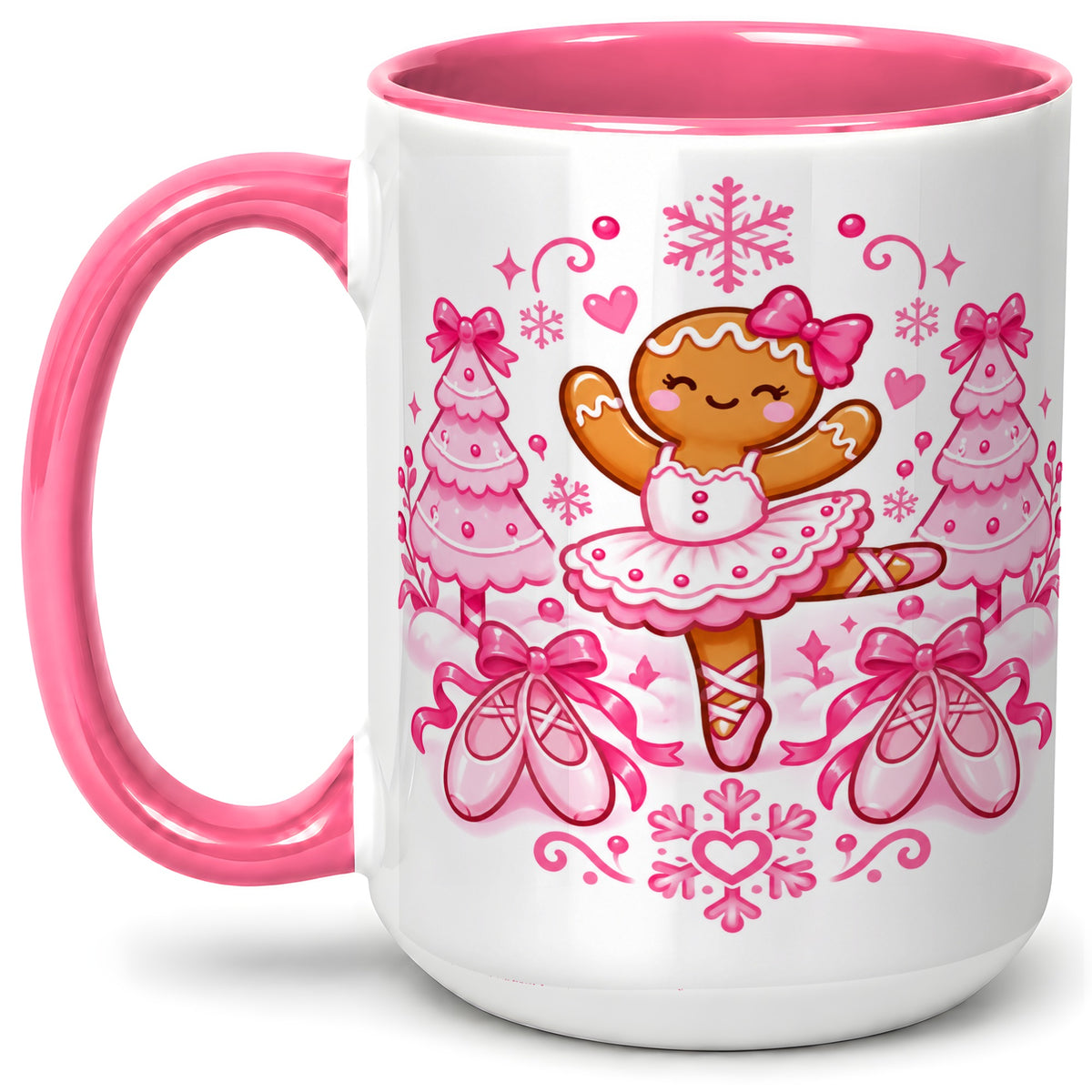 #pl[15oz|Pink] Gingerbread Ballerina Christmas Ceramic Mug for Ballet Lovers