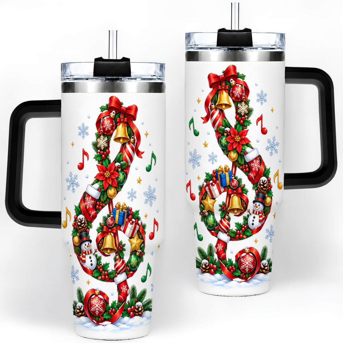 #pl[40oz|Black] Christmas Music Treble Clef 40oz Tumbler for Music Lovers