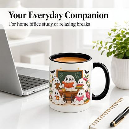 #pl[11oz|Black] Halloween Teacher Ghosts Ceramic Mug for Teachers