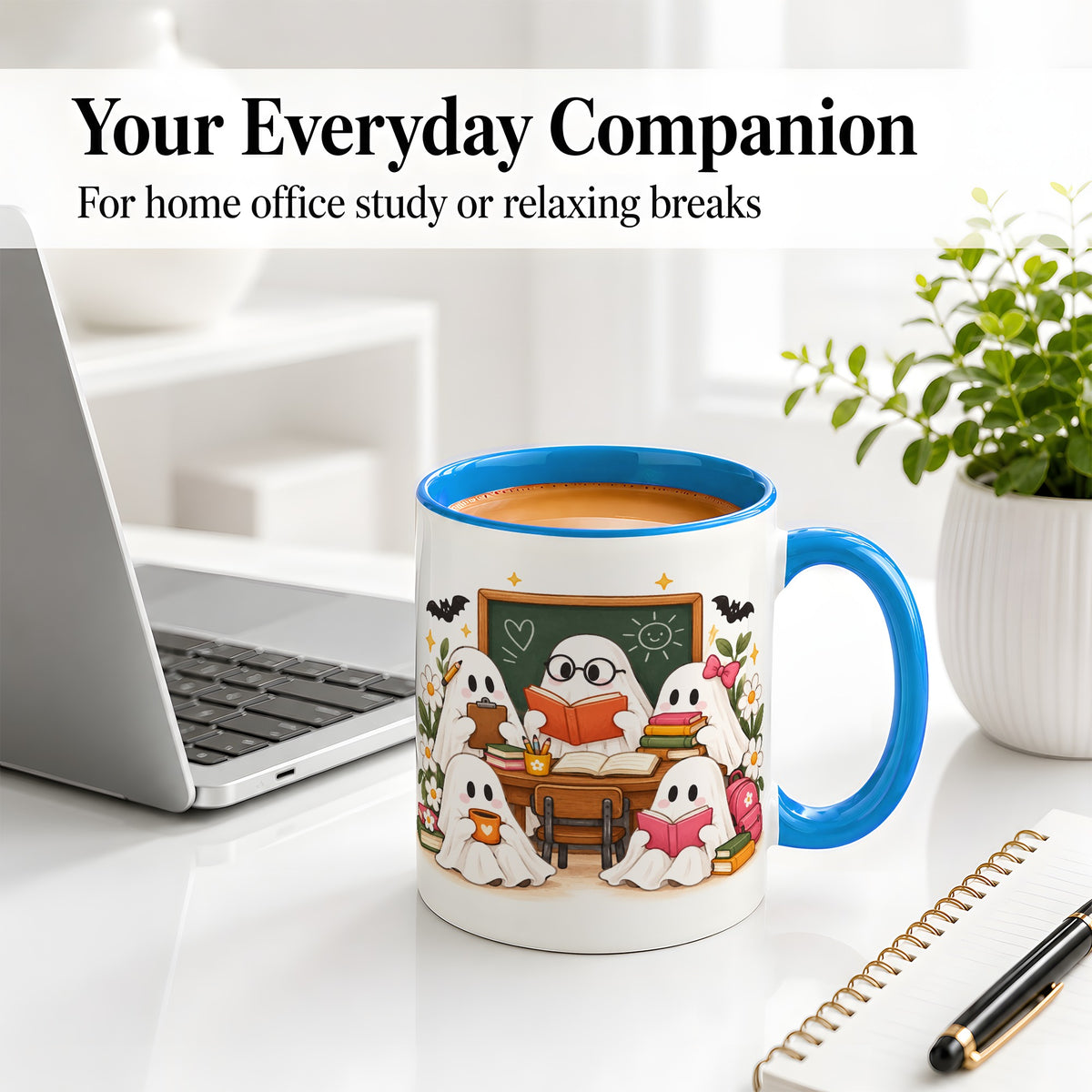 #pl[11oz|Blue] Halloween Teacher Ghosts Ceramic Mug for Teachers