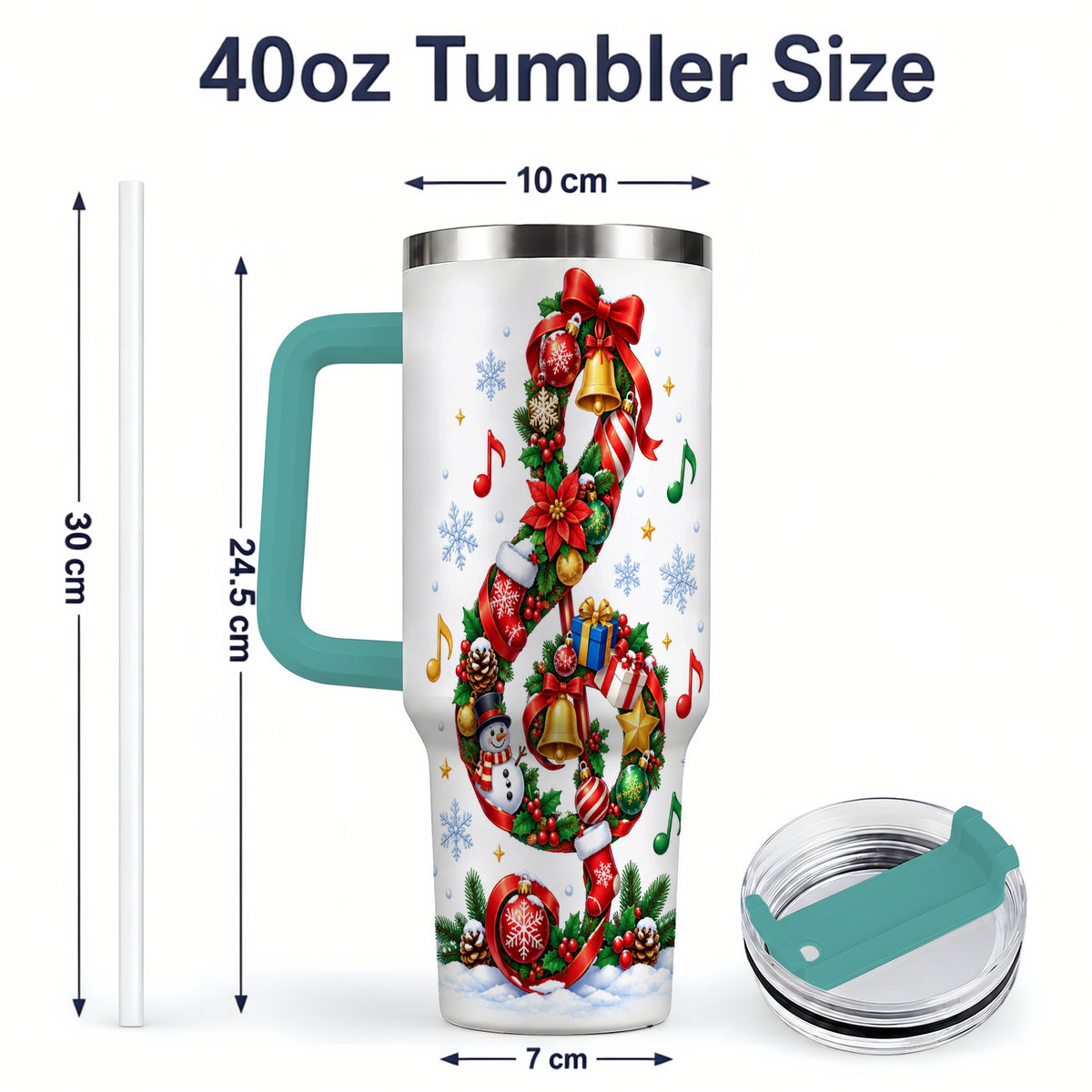 #pl[40oz|Green] Christmas Music Treble Clef 40oz Tumbler for Music Lovers