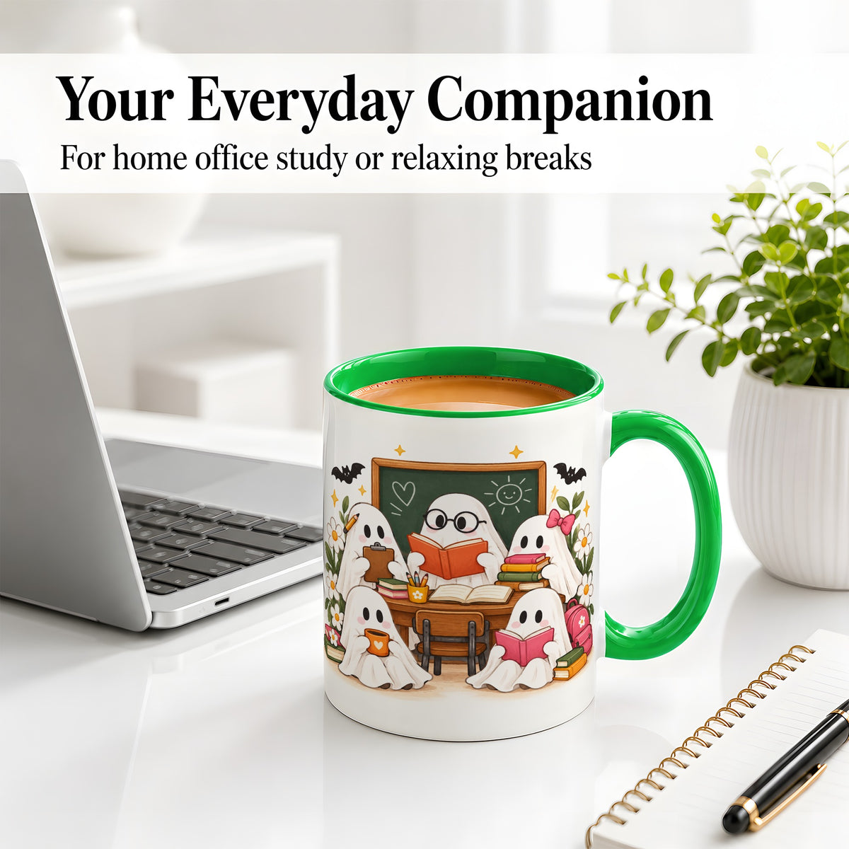 #pl[11oz|Green] Halloween Teacher Ghosts Ceramic Mug for Teachers