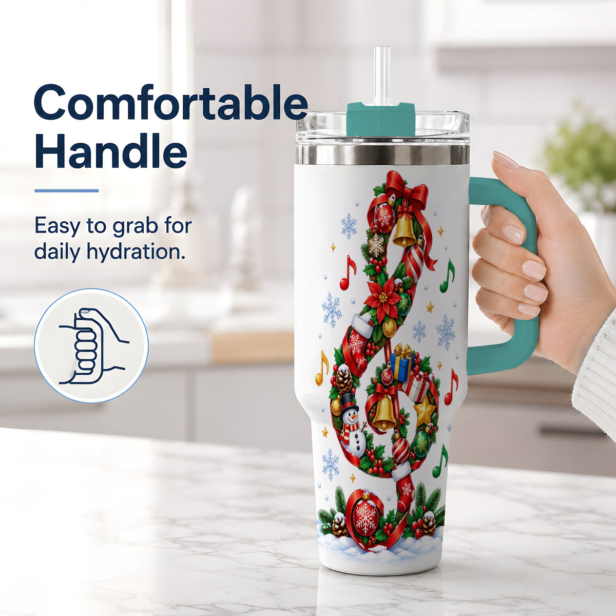 #pl[40oz|Green] Christmas Music Treble Clef 40oz Tumbler for Music Lovers