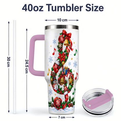 #pl[40oz|Pink] Christmas Music Treble Clef 40oz Tumbler for Music Lovers