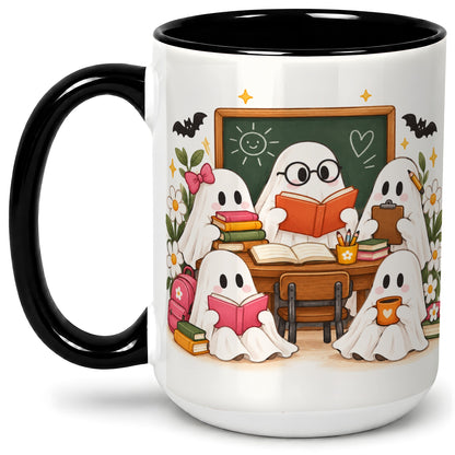 #pl[15oz|Black] Halloween Teacher Ghosts Ceramic Mug for Teachers