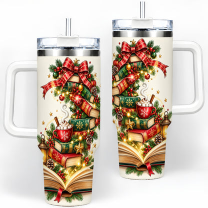 Christmas Book Lover 40oz Tumbler, Cozy Holiday Reading Drinkware
