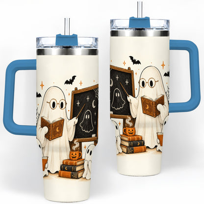#pl[40oz|Blue] Halloween Teacher Ghost 40oz Tumbler, Spooky Classroom Art Drinkware
