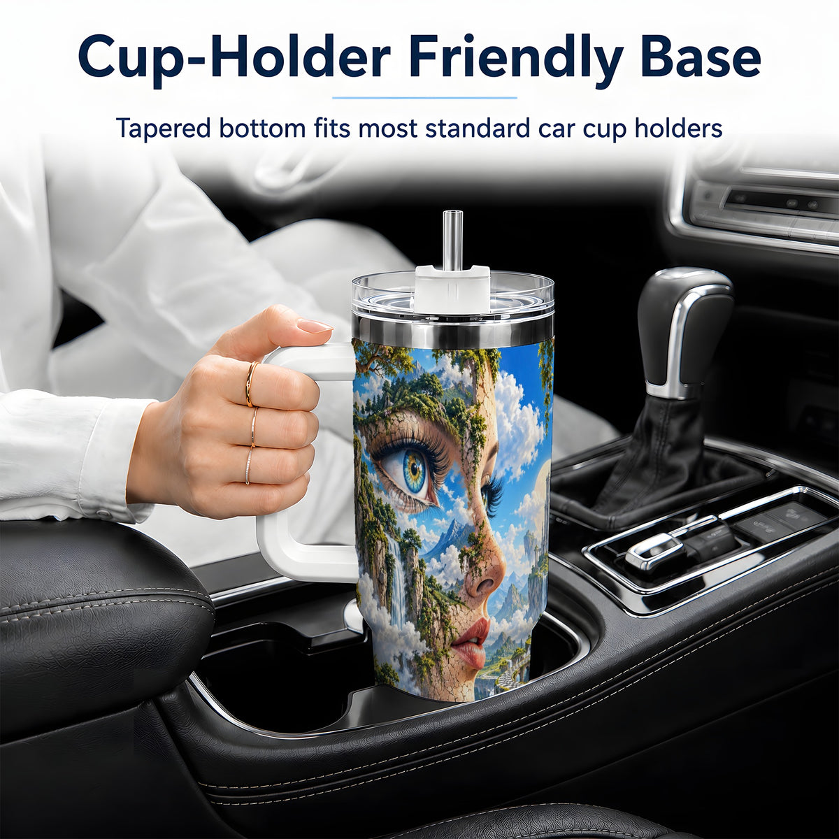 Surreal Fantasy Face 40oz Tumbler, Waterfall Dreamscape Drinkware