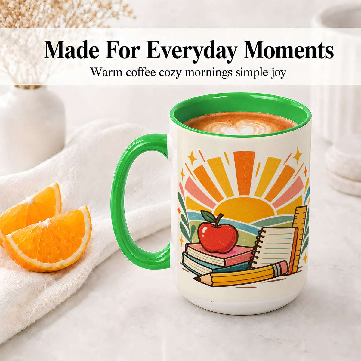 #pl[15oz|Green] Back to School Supplies Ceramic Mug for Teachers