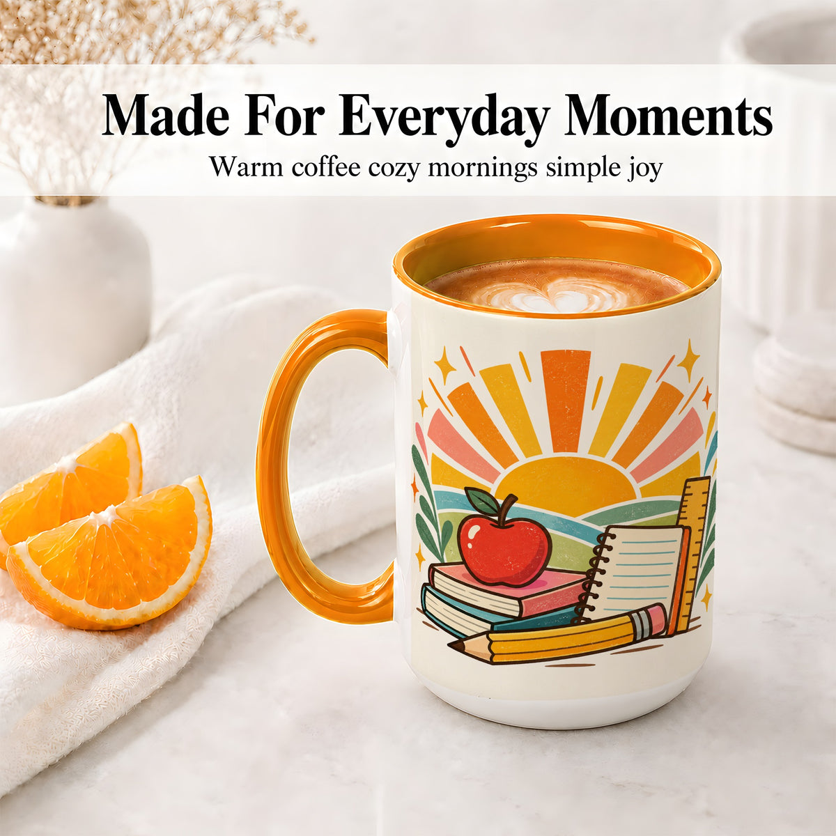 #pl[15oz|Orange] Back to School Supplies Ceramic Mug for Teachers