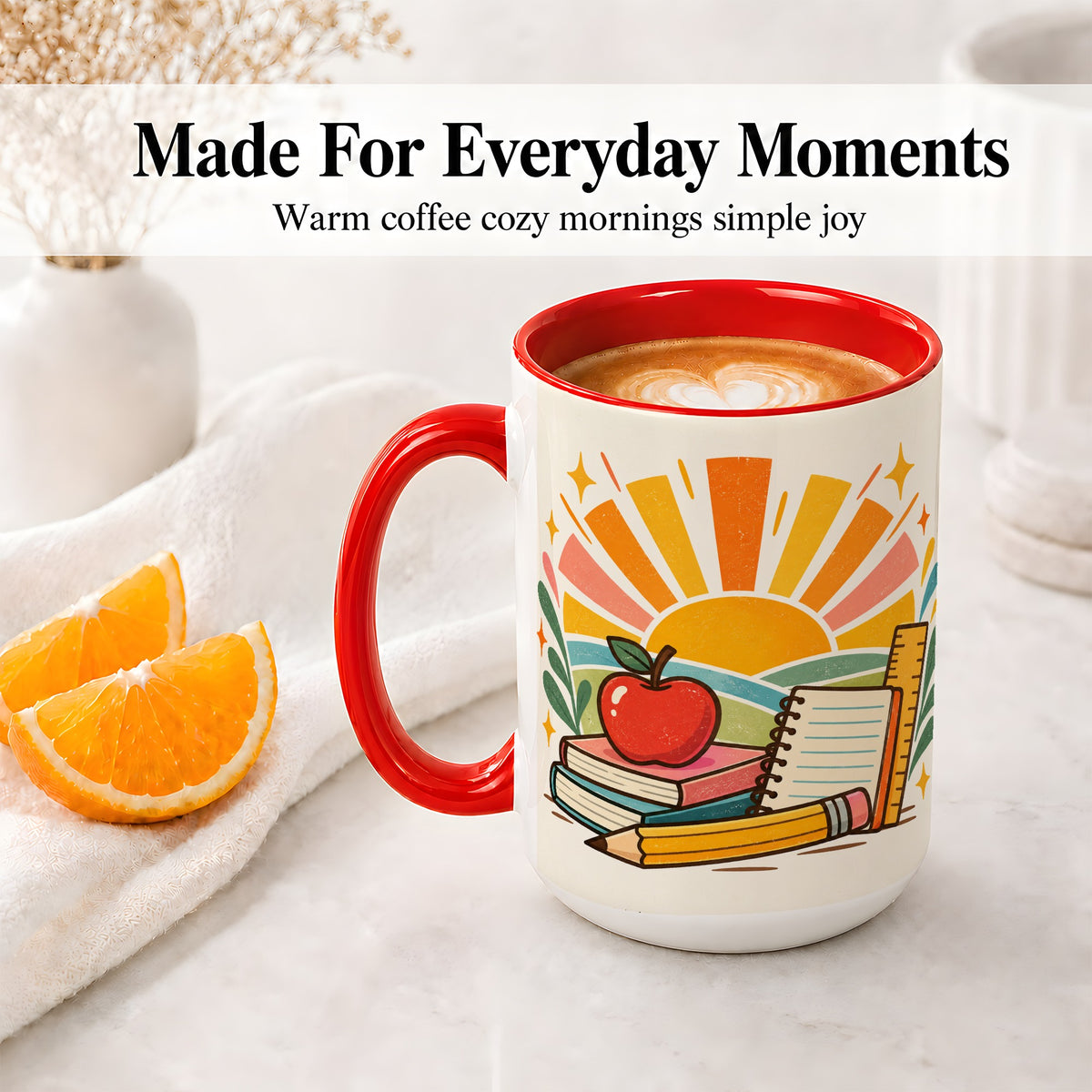 #pl[15oz|Red] Back to School Supplies Ceramic Mug for Teachers