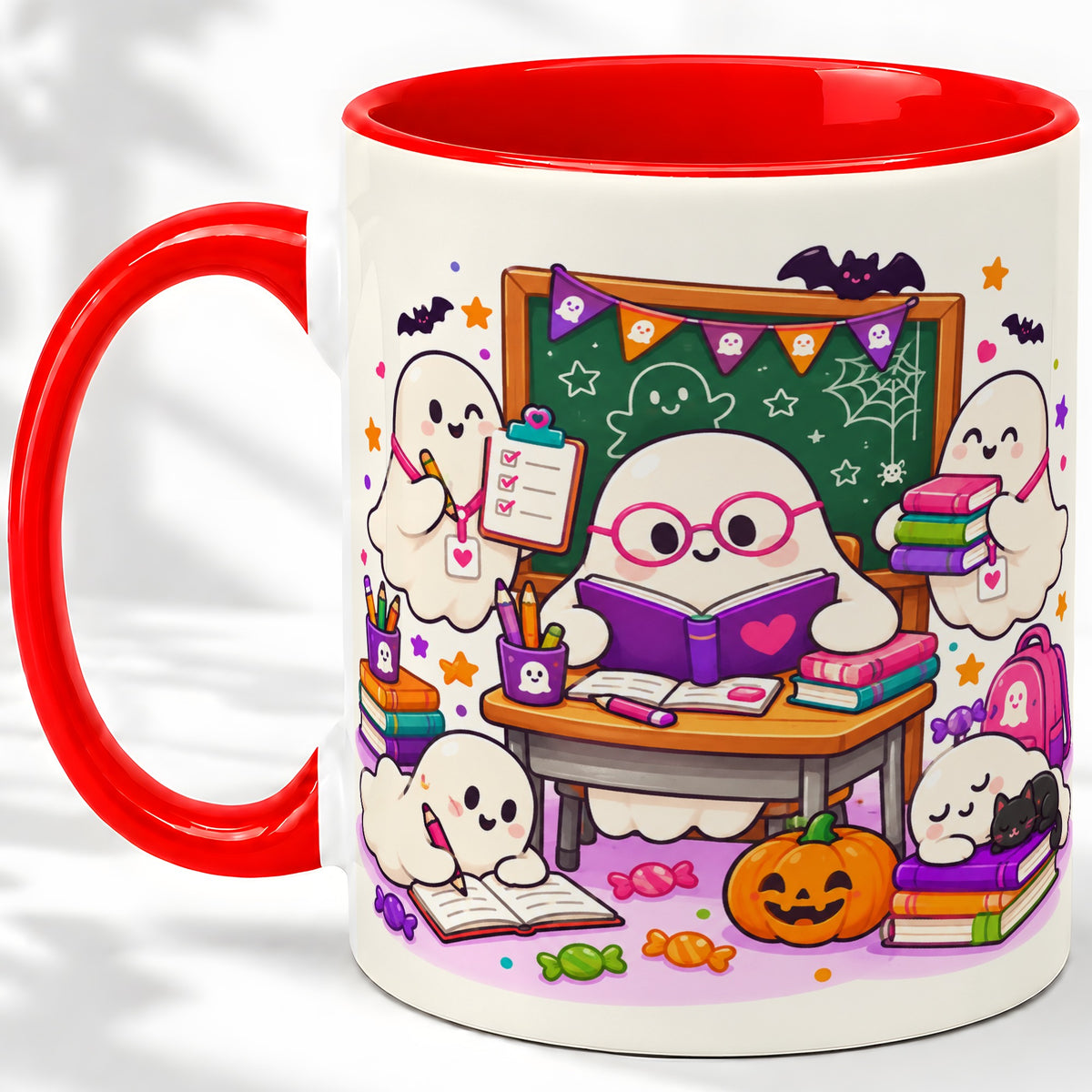 Cute Ghost School Halloween Ceramic Mug for Teachers