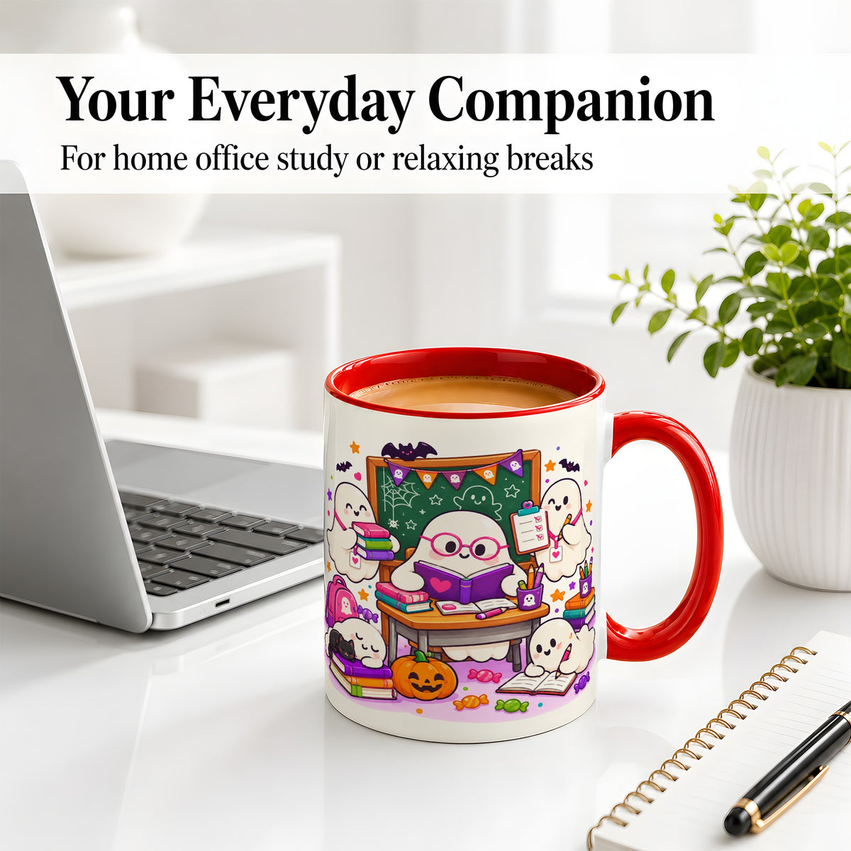 #pl[11oz|Red] Cute Ghost School Halloween Ceramic Mug for Teachers