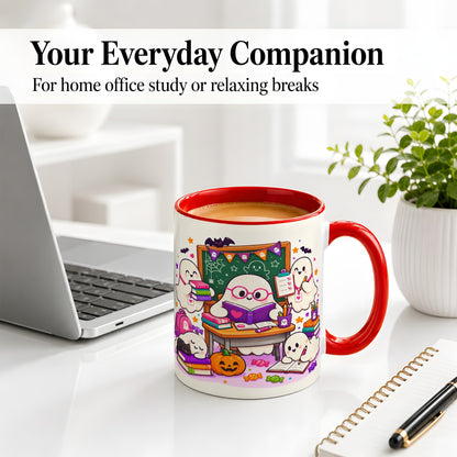 #pl[11oz|Red] Cute Ghost School Halloween Ceramic Mug for Teachers