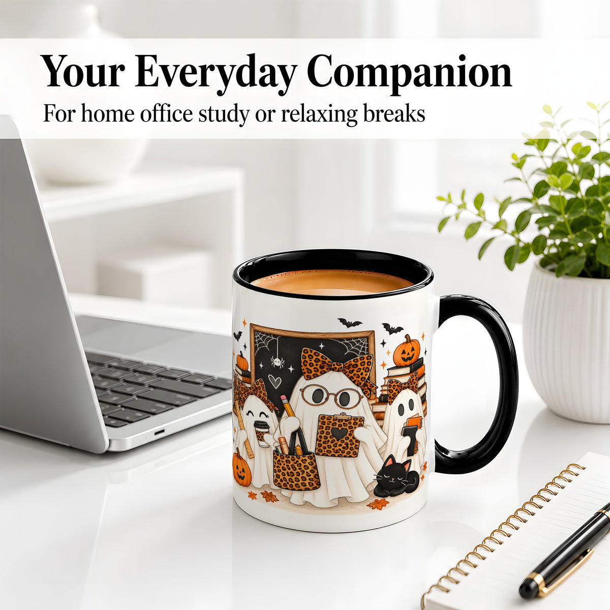 #pl[11oz|Black] Leopard Ghost Teacher Halloween Ceramic Mug