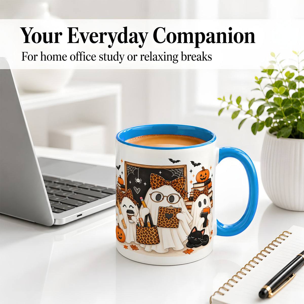 #pl[11oz|Blue] Leopard Ghost Teacher Halloween Ceramic Mug