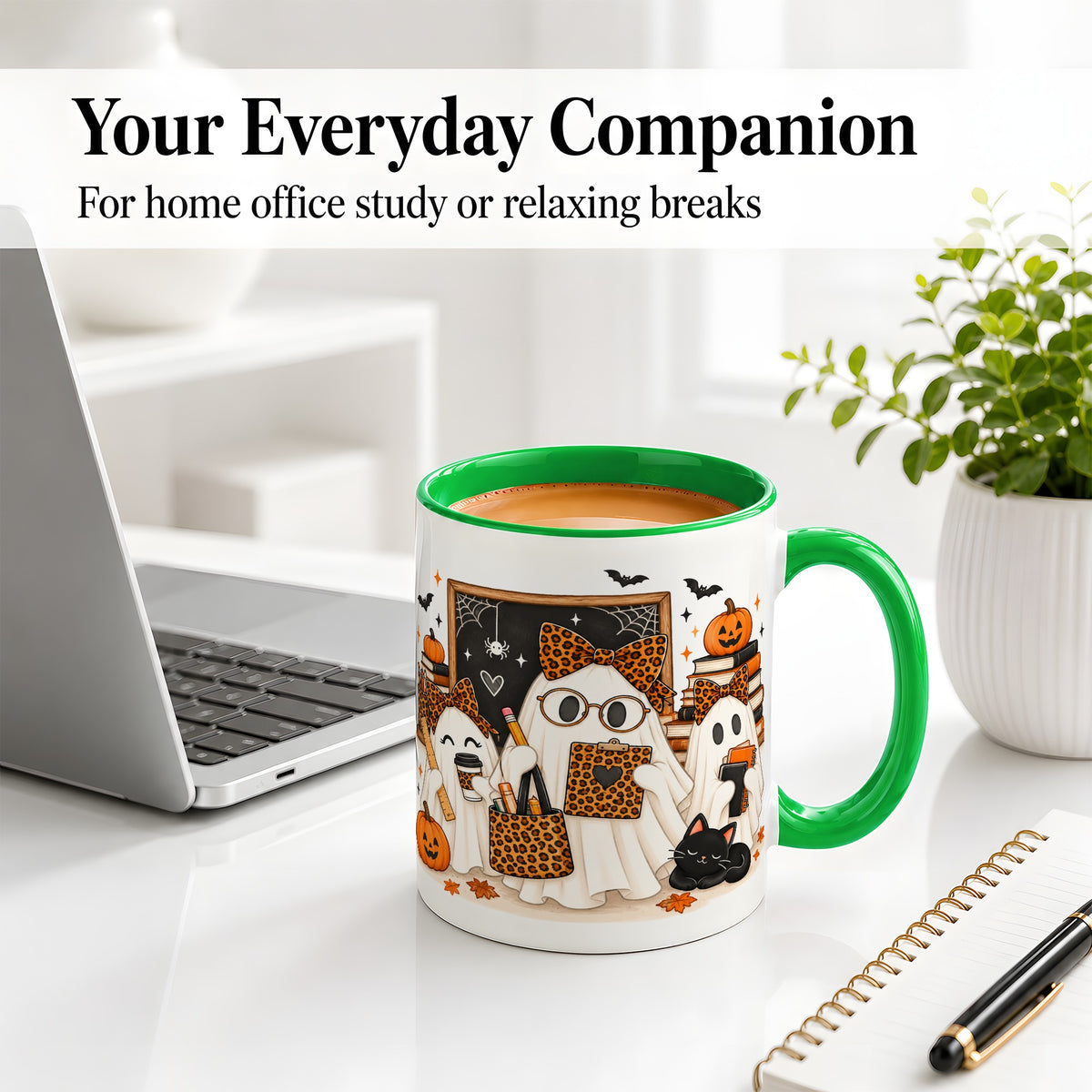 #pl[11oz|Green] Leopard Ghost Teacher Halloween Ceramic Mug
