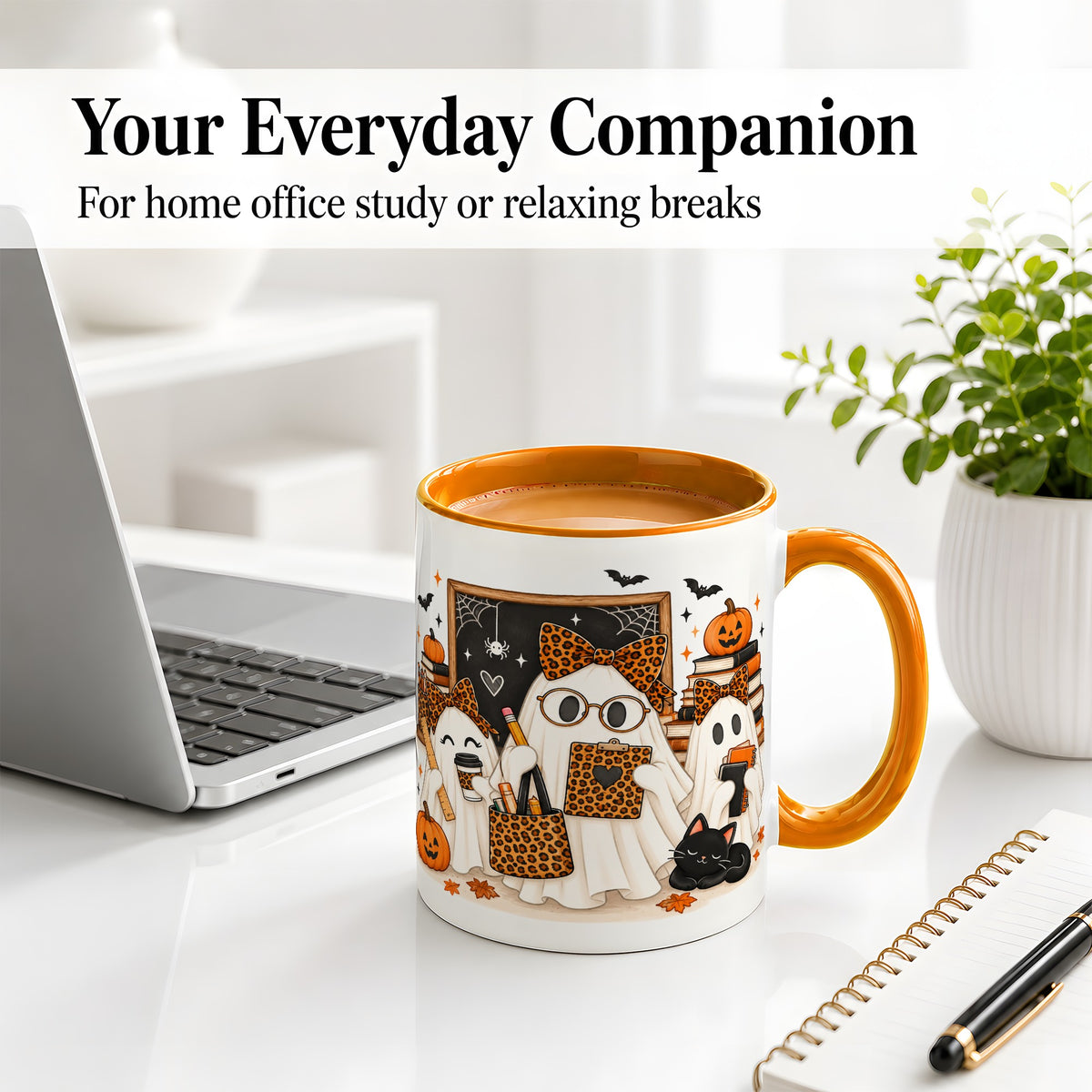 #pl[11oz|Orange] Leopard Ghost Teacher Halloween Ceramic Mug