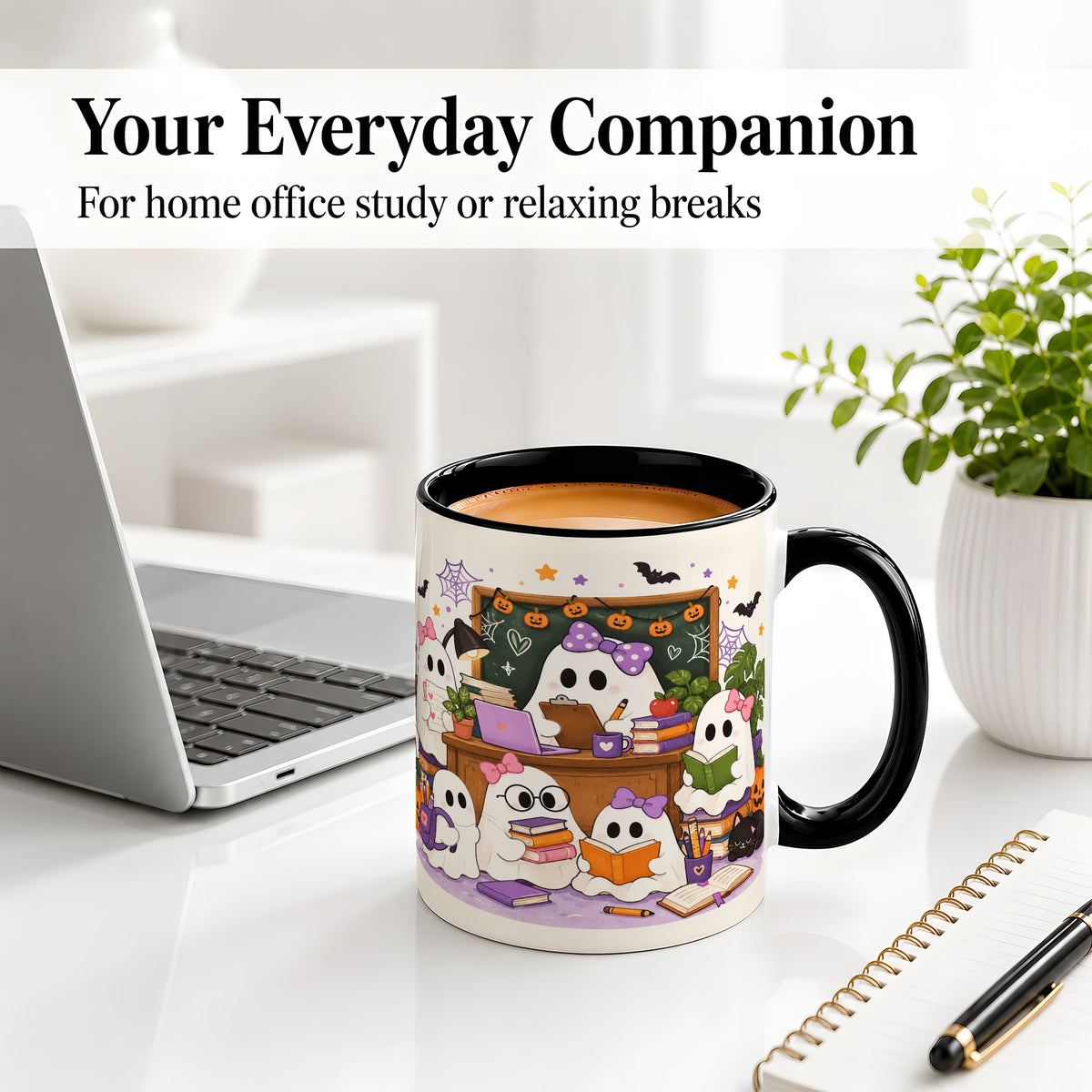 #pl[11oz|Black] Cute Ghost Classroom Halloween Ceramic Mug