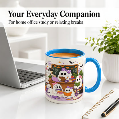 #pl[11oz|Blue] Cute Ghost Classroom Halloween Ceramic Mug