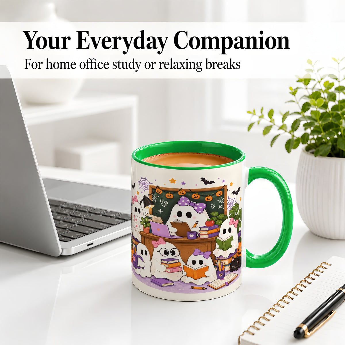 #pl[11oz|Green] Cute Ghost Classroom Halloween Ceramic Mug