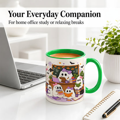 #pl[11oz|Green] Cute Ghost Classroom Halloween Ceramic Mug