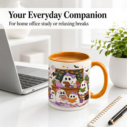 #pl[11oz|Orange] Cute Ghost Classroom Halloween Ceramic Mug