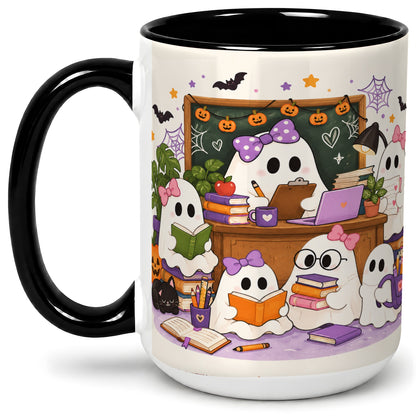 #pl[15oz|Black] Cute Ghost Classroom Halloween Ceramic Mug