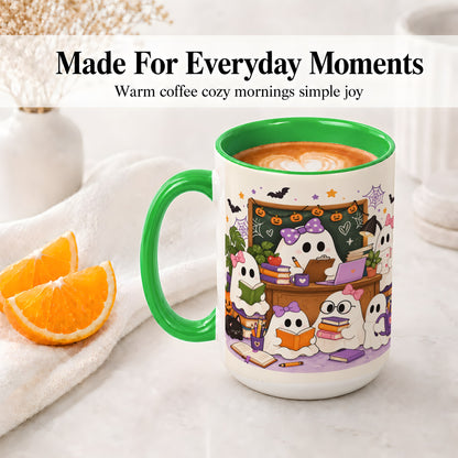 #pl[15oz|Green] Cute Ghost Classroom Halloween Ceramic Mug