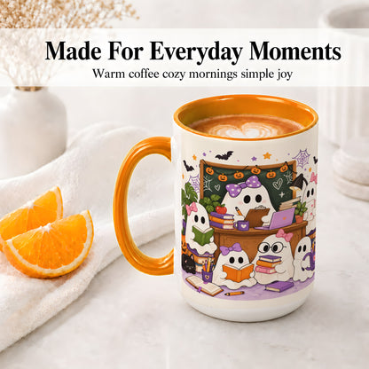 #pl[15oz|Orange] Cute Ghost Classroom Halloween Ceramic Mug