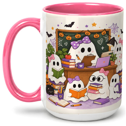 #pl[15oz|Pink] Cute Ghost Classroom Halloween Ceramic Mug