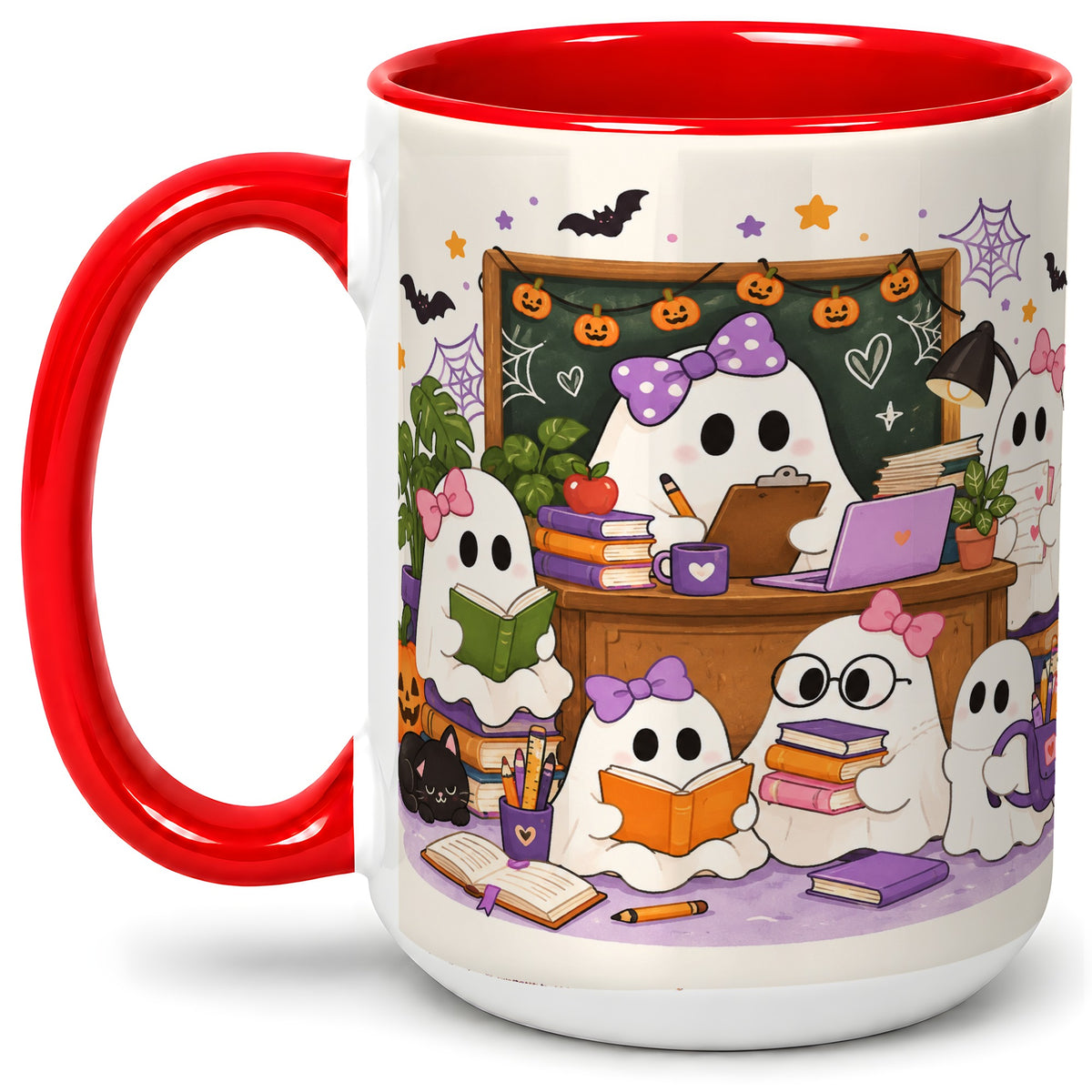 #pl[15oz|Red] Cute Ghost Classroom Halloween Ceramic Mug