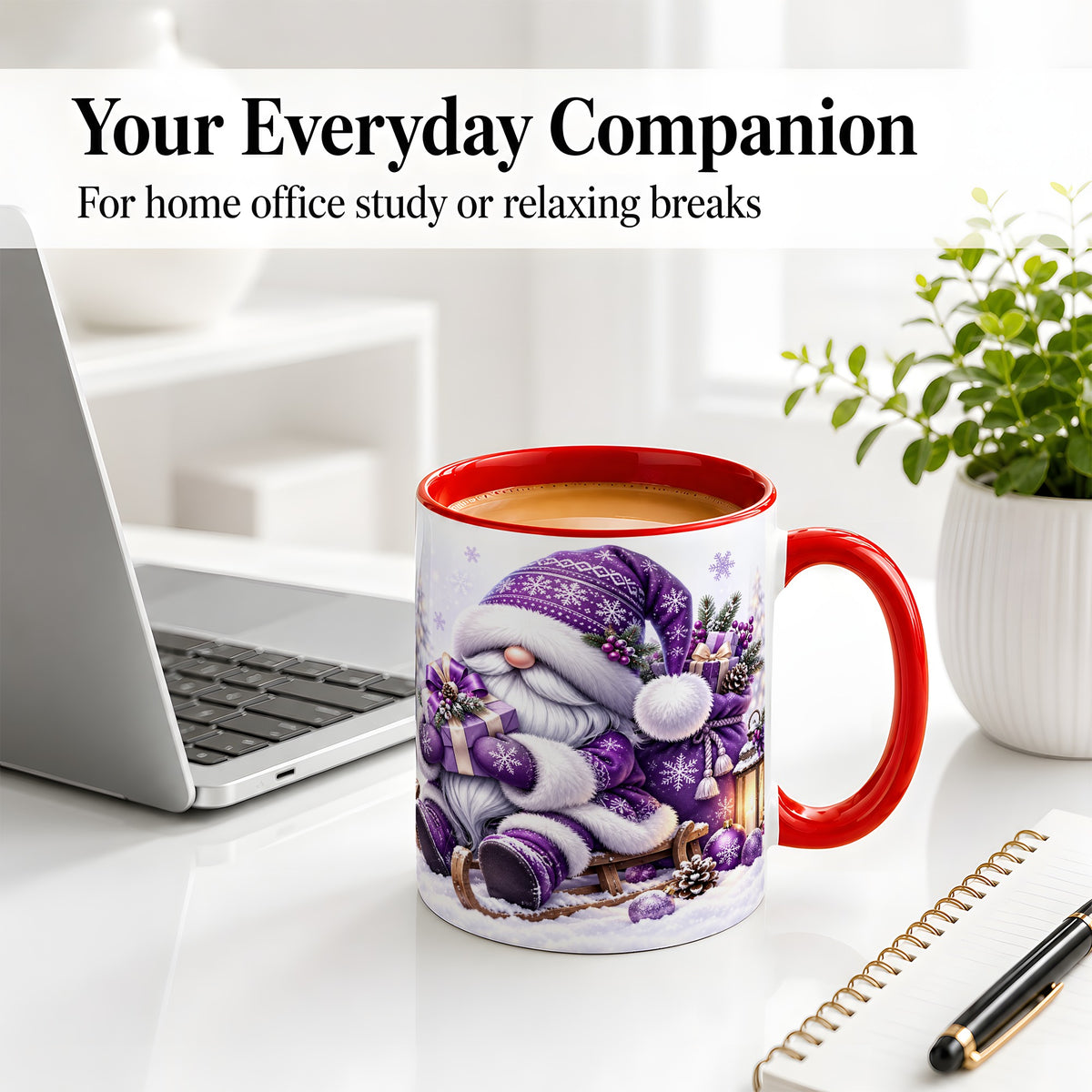 #pl[11oz|Red] Purple Christmas Gnome Ceramic Mug with Winter Artwork