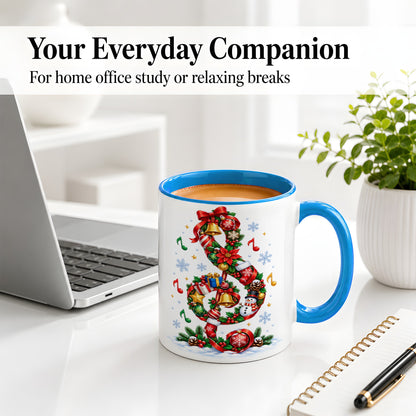 #pl[11oz|Blue] Christmas Music Treble Clef Ceramic Mug for Music Lovers