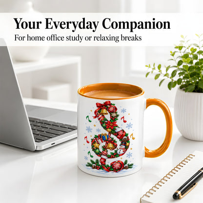 #pl[11oz|Orange] Christmas Music Treble Clef Ceramic Mug for Music Lovers