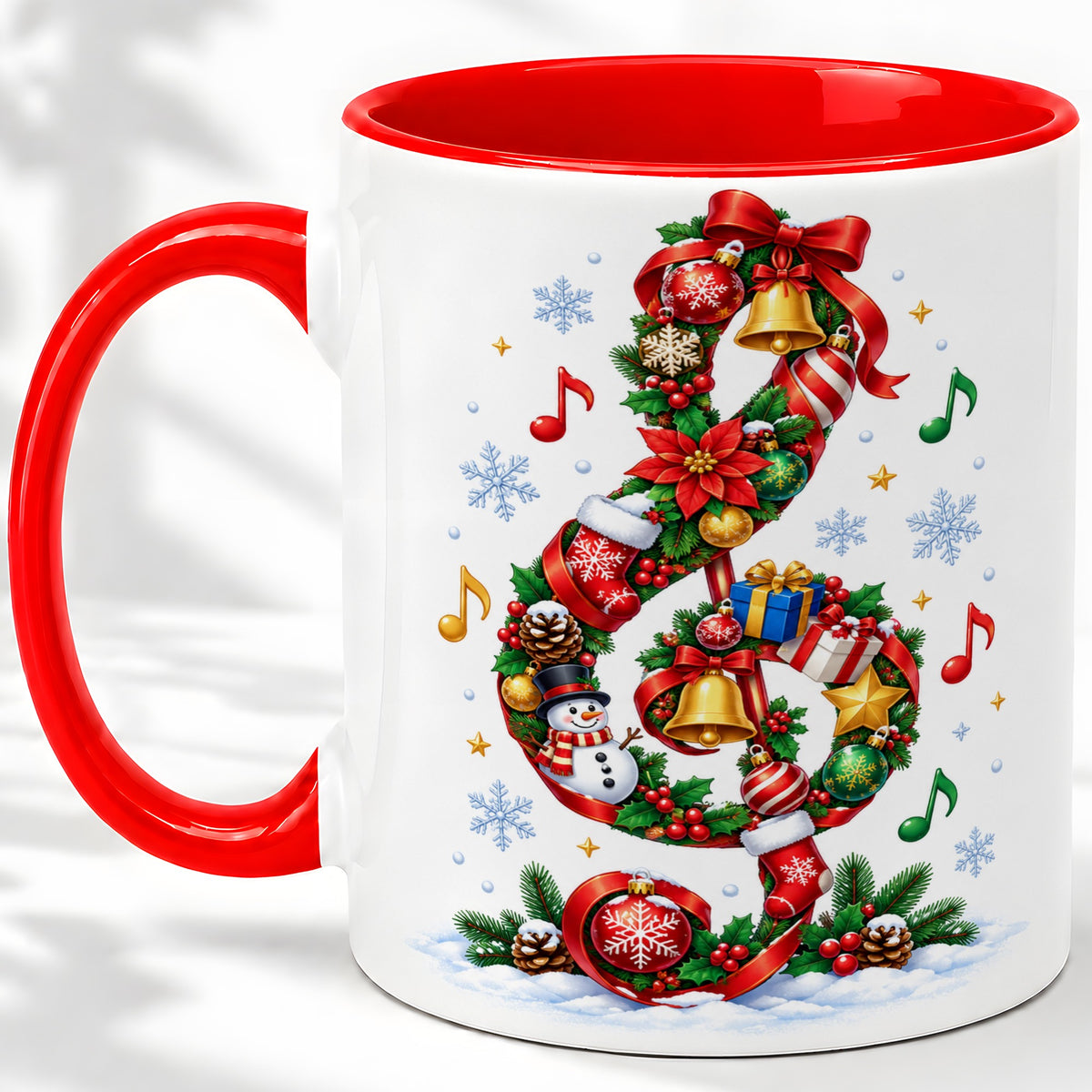 Christmas Music Treble Clef Ceramic Mug for Music Lovers
